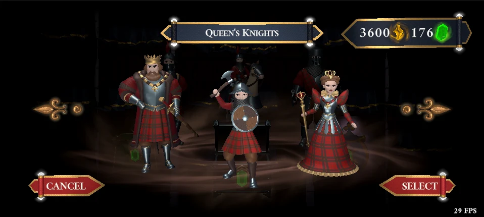 Queen's Knights chess pieces in Fantastic Chess Duels