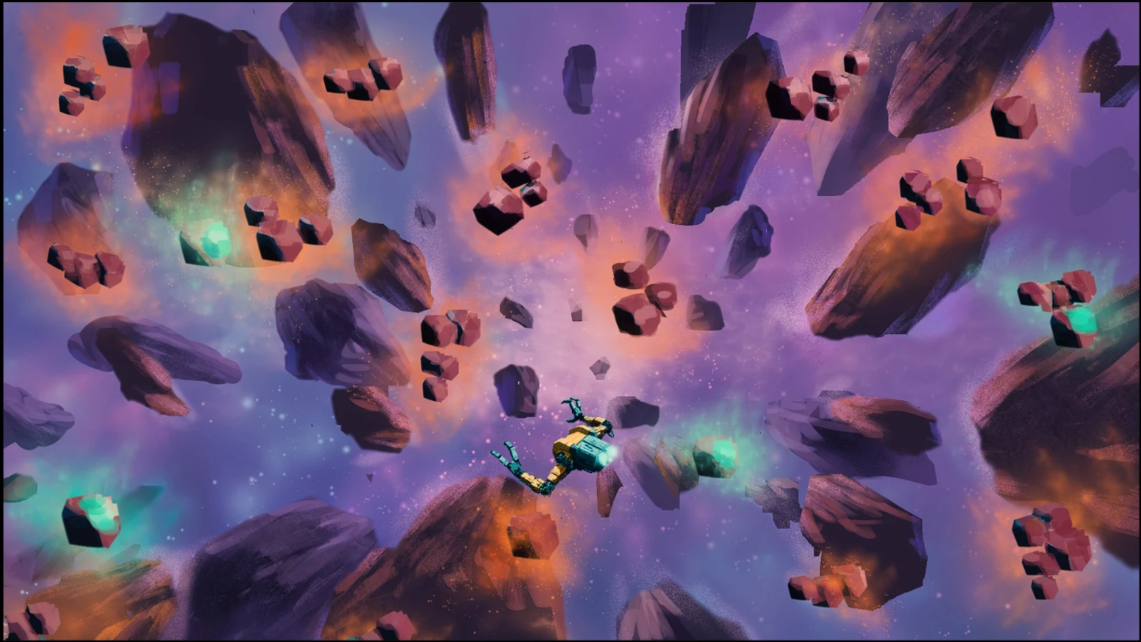 A mining vessel among mineral-rich asteroids in Ore Die Trying